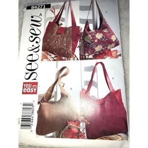 See & Sew B4271 One Size, Tote Bag,hand Pattern New